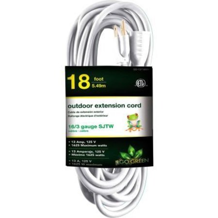 GOGREEN GoGreen Power 16/3 SJTW 18ft Heavy Duty Extension Cord, - White GG-13718WH